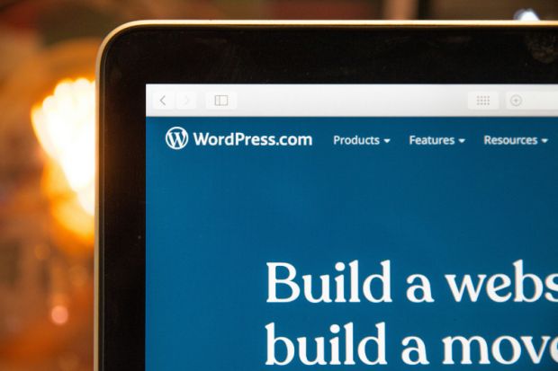 Close-up of a WordPress website displayed on a computer screen