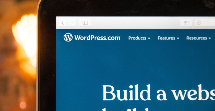 Close-up of a WordPress website displayed on a computer screen